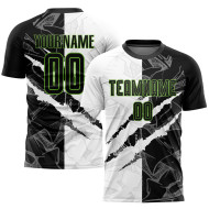 Custom Green Jersey Soccer Graffiti Pattern Black-Neon Sublimation Uniform Scratch