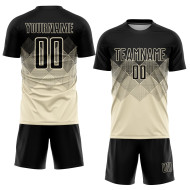 Cream Jersey Black Sublimation Custom Uniform Soccer