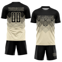 Cream Jersey Black Sublimation Custom Uniform Soccer