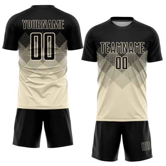 Cream Jersey Black Sublimation Custom Uniform Soccer