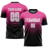 Fade White-Black Pink Custom Sublimation Fashion Soccer Jersey Uniform