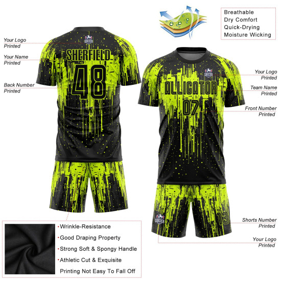 Green Jersey Uniform Neon Sublimation Soccer Custom Black