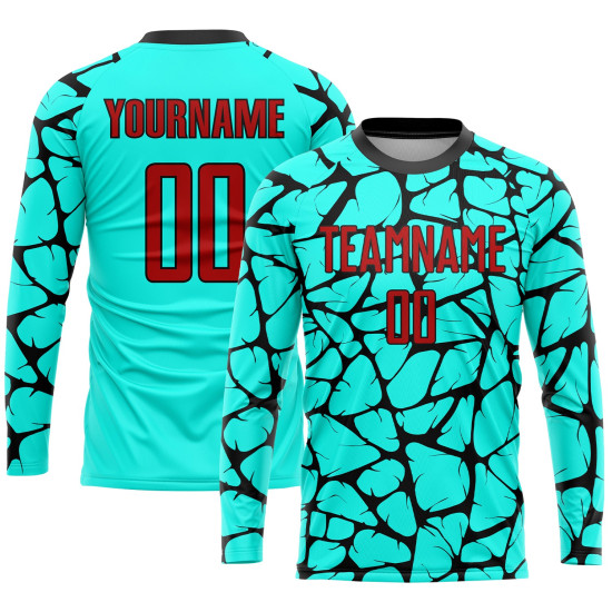 Uniform Soccer Sublimation Red-Black Jersey Custom Aqua Uniform Soccer Sublimation Red-Black Jersey Custom Aqua