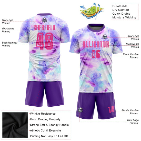 Tie Jersey Uniform Sublimation Dye Soccer Pink-Purple Custom