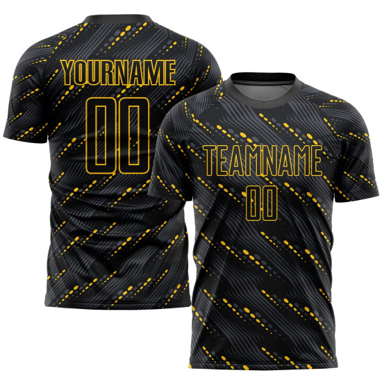 Black-Gold Black Soccer Custom Jersey Sublimation Uniform