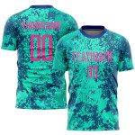 Pink-Royal Teal Custom Uniform Sublimation Jersey Soccer Pink-Royal Teal Custom Uniform Sublimation Jersey Soccer
