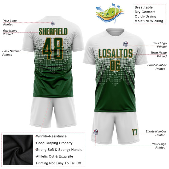 Jersey Uniform Gold Sublimation Custom Green-Old Soccer White