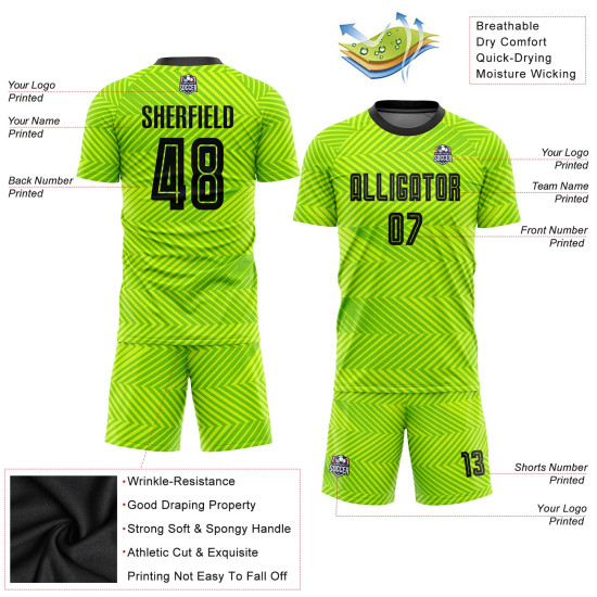 Custom Sublimation Uniform Jersey Black Soccer Green Neon