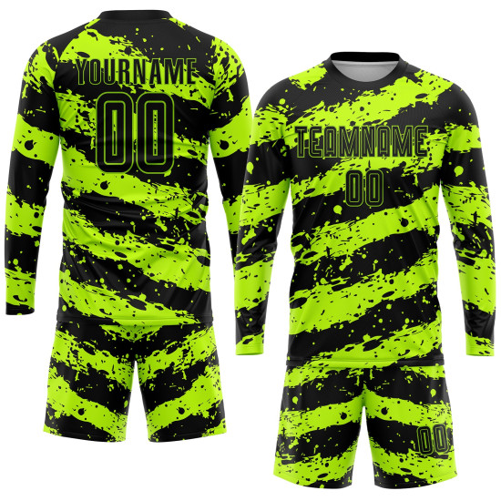 Green Neon Uniform Sublimation Jersey Custom Soccer Black Green Neon Uniform Sublimation Jersey Custom Soccer Black