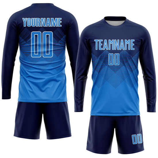 Soccer Jersey Powder Custom Sublimation Uniform Navy Blue-White