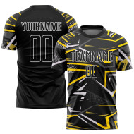 Custom Jersey Black Soccer Sublimation Uniform Black-Gold
