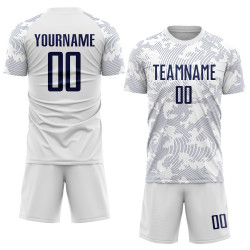 Soccer Uniform Sublimation White Jersey Navy Custom