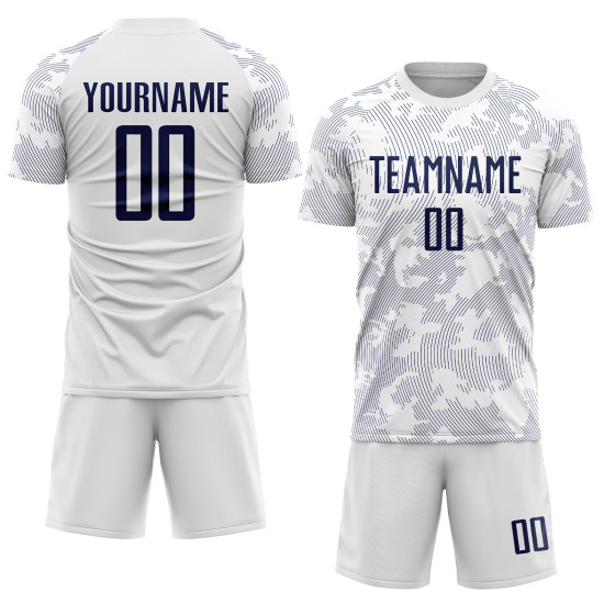Soccer Uniform Sublimation White Jersey Navy Custom