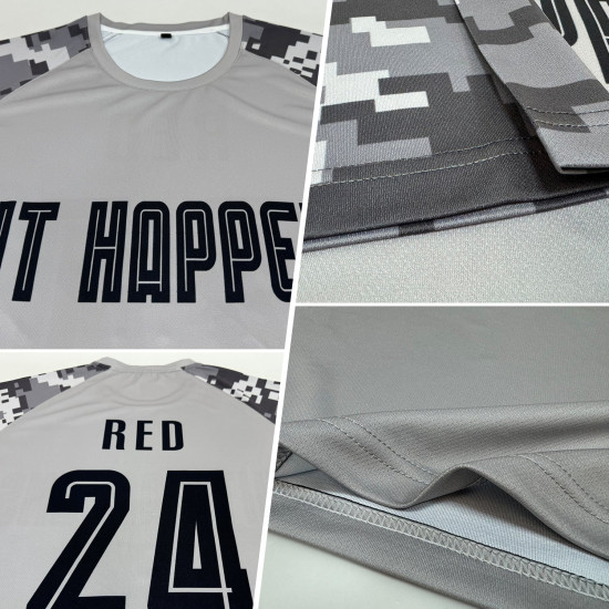 Custom Soccer Black-Camo Gray Jersey Sublimation Uniform