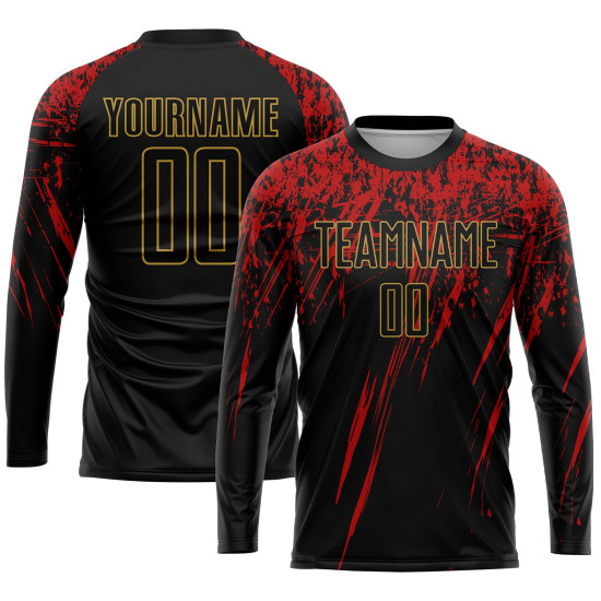 Custom Old Sublimation Uniform Black Gold-Red Black Jersey Soccer Custom Old Sublimation Uniform Black Gold-Red Black Jersey Soccer
