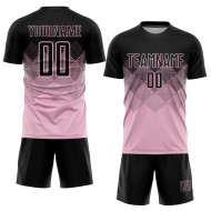 Custom Uniform Light Pink Jersey Sublimation Soccer Black Custom Uniform Light Pink Jersey Sublimation Soccer Black