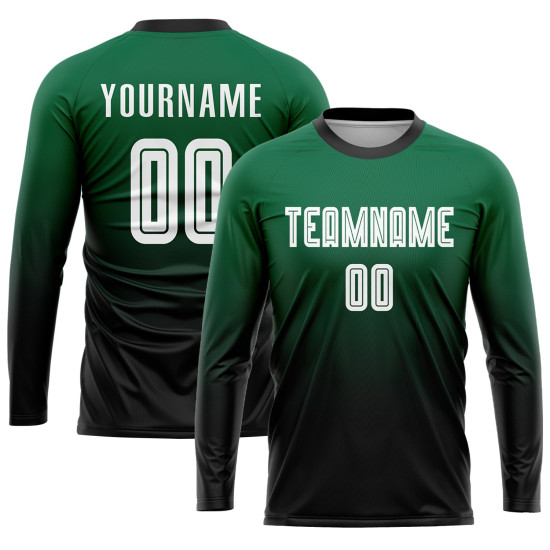 Uniform Fade Green White-Black Soccer Jersey Sublimation Kelly Custom Fashion