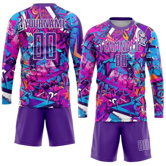 Custom Purple-White Graffiti Soccer Uniform Pattern Jersey Sublimation
