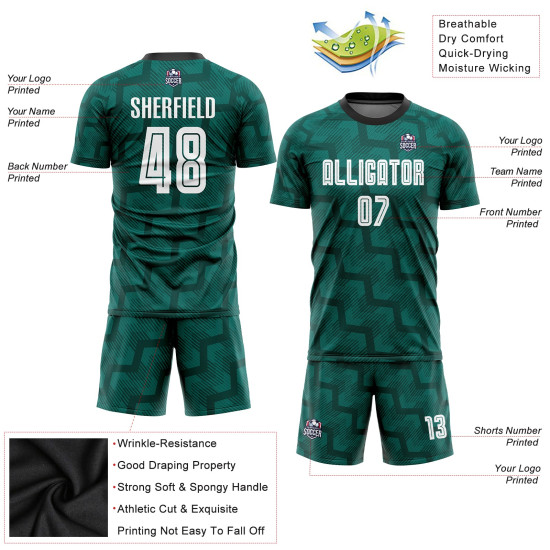 Sublimation Jersey Soccer Green White-Black Uniform Custom