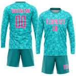 Soccer Pink-White Custom Sublimation Uniform Aqua Jersey Soccer Pink-White Custom Sublimation Uniform Aqua Jersey