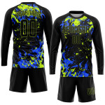 Uniform Custom Soccer Sublimation Black Black Jersey Neon Green-Royal Uniform Custom Soccer Sublimation Black Black Jersey Neon Green-Royal