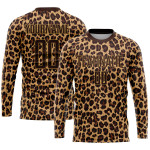 Brown Leopard Soccer Brown-Old Uniform Jersey Gold Custom Sublimation