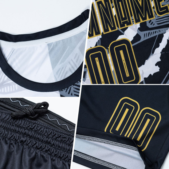 Pattern Scratch Black-Old Gold Uniform Custom Jersey Soccer Sublimation Graffiti