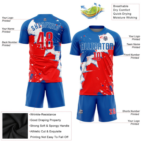 Uniform Soccer Royal Custom Sublimation Jersey Red-White