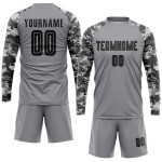 Custom Soccer Black-Camo Gray Jersey Sublimation Uniform