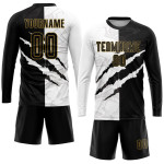 Pattern Scratch Black-Old Gold Uniform Custom Jersey Soccer Sublimation Graffiti