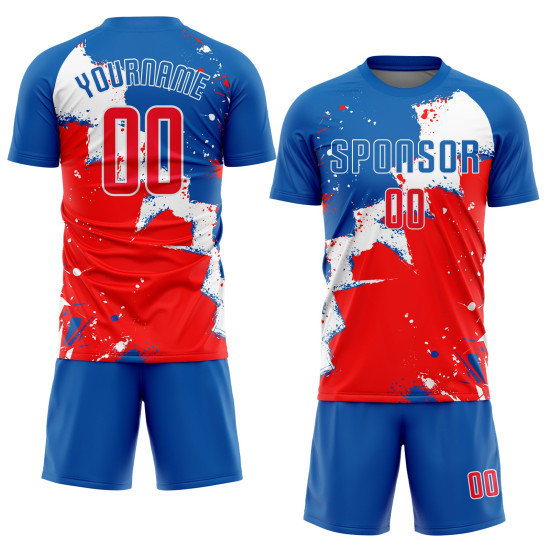 Uniform Soccer Royal Custom Sublimation Jersey Red-White