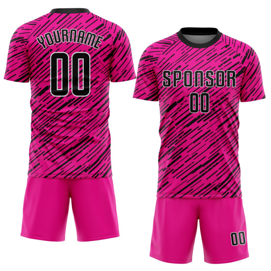 Sublimation Jersey Black-White Uniform Custom Soccer Pink