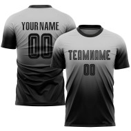 Black Jersey Sublimation Soccer Fade Fashion Custom Uniform Gray