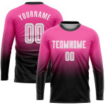 Custom Jersey Sleeve Pink White-Black Sublimation Fade Fashion Soccer Long Uniform Custom Jersey Sleeve Pink White-Black Sublimation Fade Fashion Soccer Long Uniform
