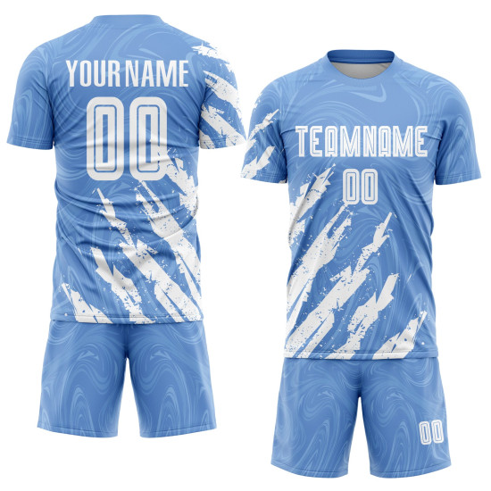 Uniform White Soccer Sublimation Custom Light Blue Jersey Uniform White Soccer Sublimation Custom Light Blue Jersey