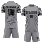 Custom Soccer Black-Camo Gray Jersey Sublimation Uniform