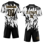 Jersey Black-Old Uniform Gold Custom Sublimation White Soccer
