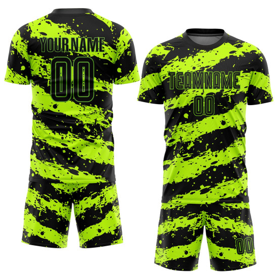 Green Neon Uniform Sublimation Jersey Custom Soccer Black Green Neon Uniform Sublimation Jersey Custom Soccer Black